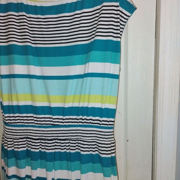 LOFT Blue and Green Sleeveless Sundress - Picture 4 of 11